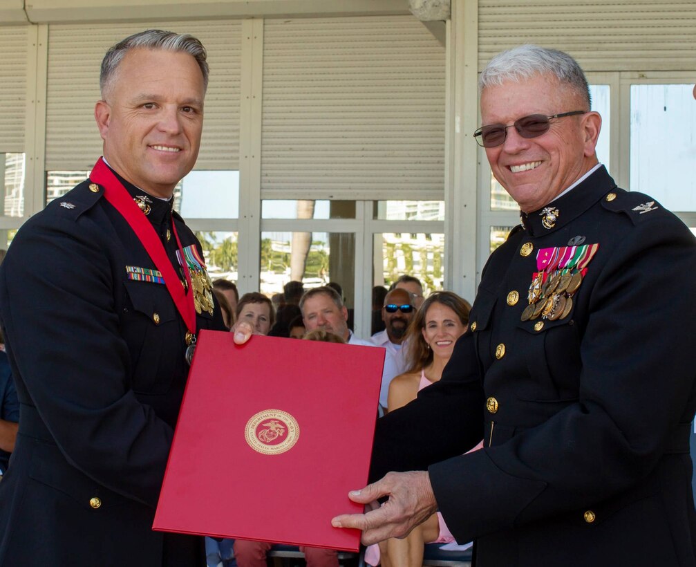 MARFORSOUTH held a retirement ceremony for LtCol James R. Lenard in Miami where he served as the MARFORSOUTH operations officer. Thank you for your 22 years of dedication to the Marine Corps and to our country. Semper Fidelis, sir.