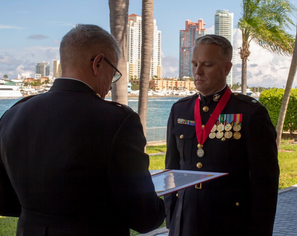 MARFORSOUTH held a retirement ceremony for LtCol James R. Lenard in Miami where he served as the MARFORSOUTH operations officer. Thank you for your 22 years of dedication to the Marine Corps and to our country. Semper Fidelis, sir.
