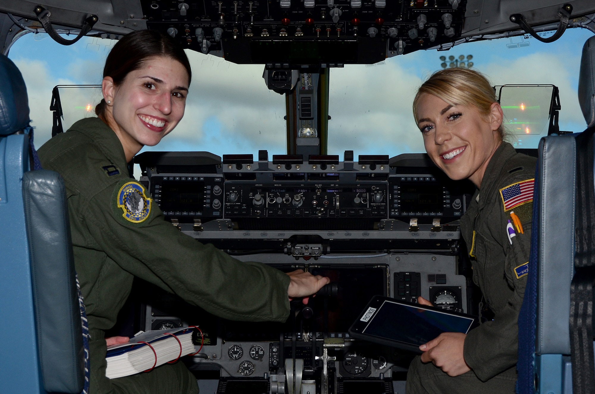 Capt. Maria Duffy and 1st Lt. Cecilia Photinos, both C-17 pilots with the 89th Airlift Squadron, participated in the 2019 The Sky’s No Limit – Girls Fly Too! event held at the Abbotsford International Airport, Abbotsford, British Columbia, Canada Oct. 5-6, 2019.