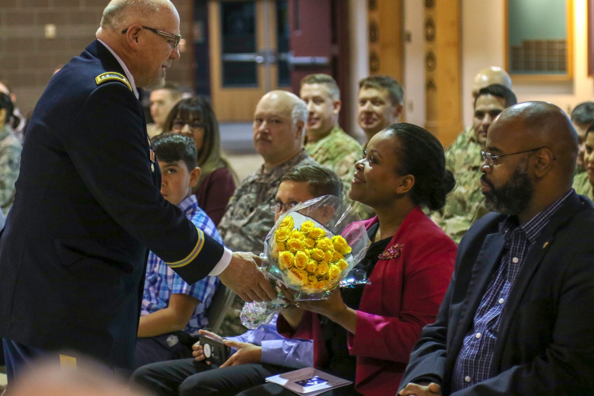 The Alaska State Defense Force had a change of command ceremony at the Alaska National Guard armory on Joint Base Elmendorf-Richardson, October 16, 2019, where Col. John James relinquished command to Col. Simon Brown. The ceremony was presided over by Brig. Gen. Torrence Saxe, the adjutant general of the Alaska National Guard.