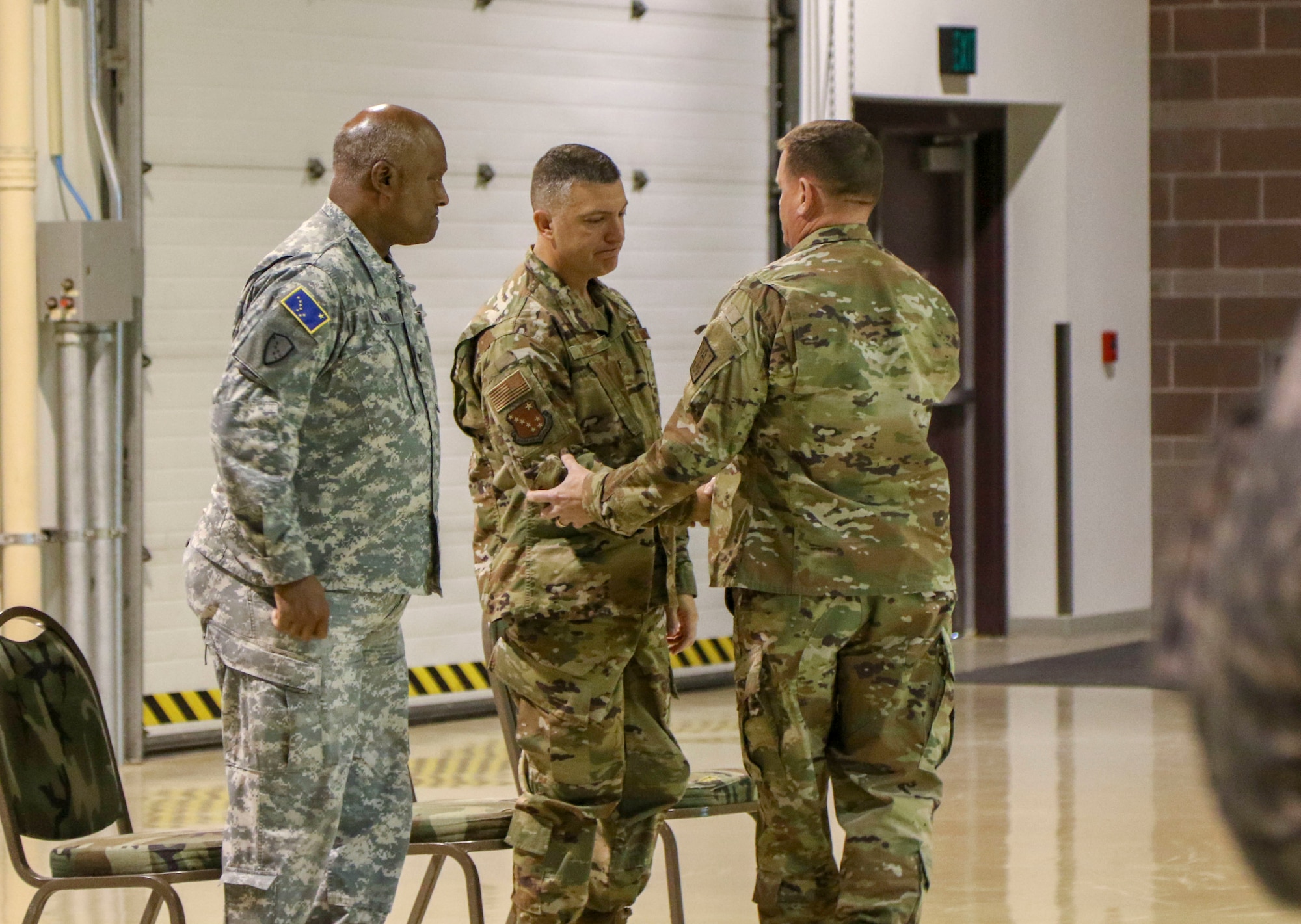 The Alaska State Defense Force had a change of command ceremony at the Alaska National Guard armory on Joint Base Elmendorf-Richardson, October 16, 2019, where Col. John James relinquished command to Col. Simon Brown. The ceremony was presided over by Brig. Gen. Torrence Saxe, the adjutant general of the Alaska National Guard.