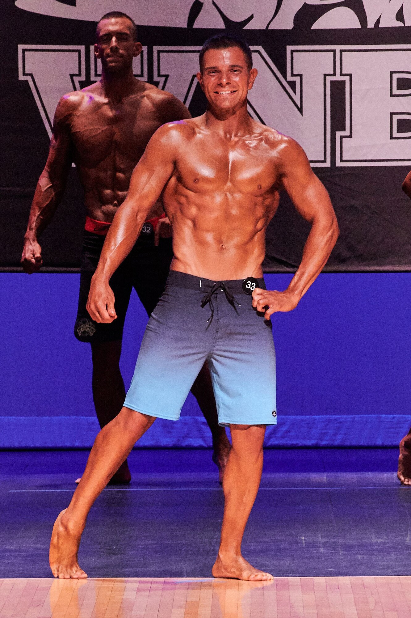 Major Richard Bottinelli, 90th Force Support Squadron operations officer, poses at the Orlando Bodybuilding Competition, in Orlando, Fla., Aug. 10, 2019. Bottinelli earned third overall in his competing categories and plans to compete again next year. (Courtesy photo)