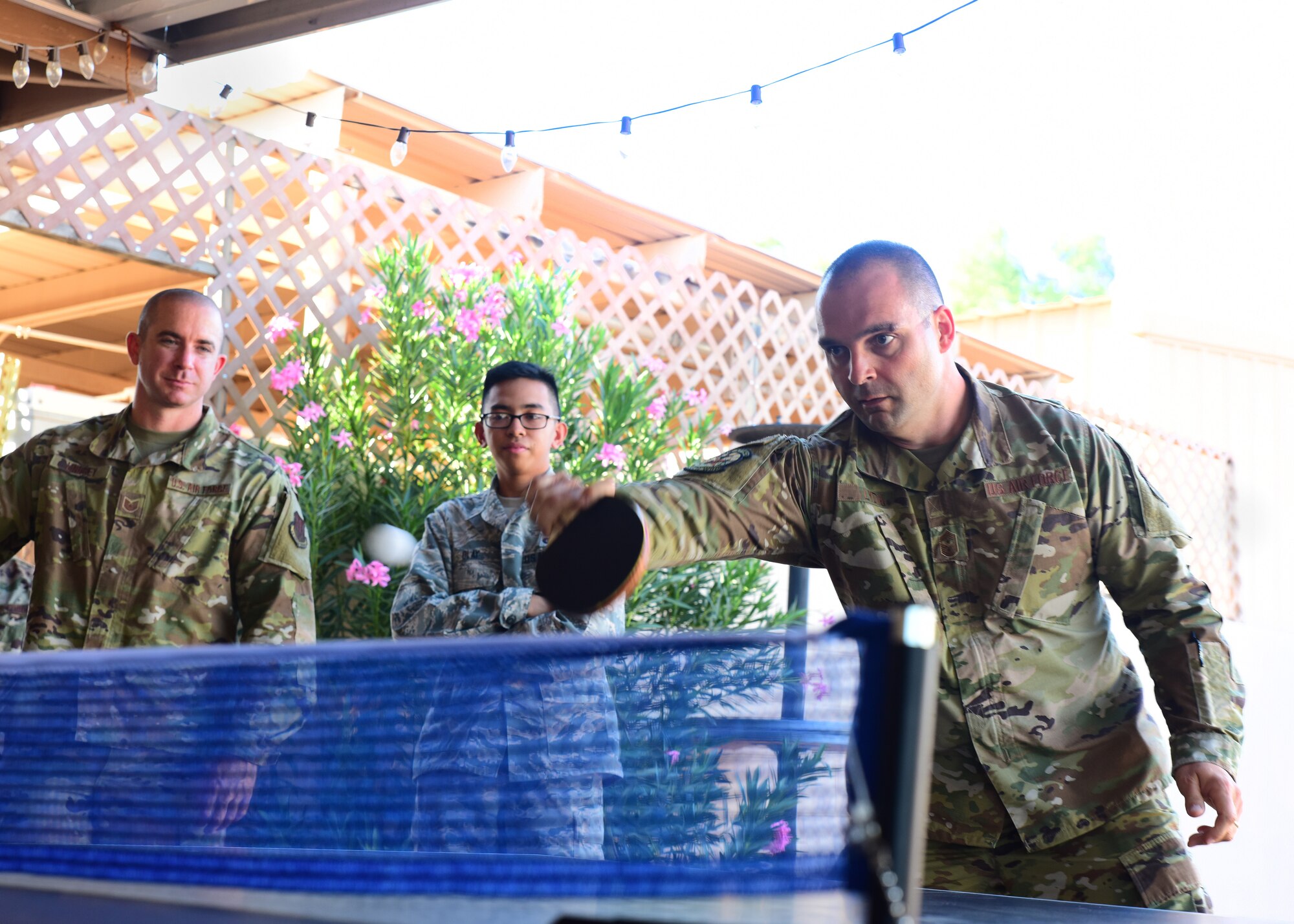 Chief Lyda plays ping-pong