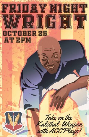 Chief Master Sgt. of the Air Force Kaleth O. Wright is scheduled to play video games with three Airmen from within Air Combat Command from 2 to 4 p.m. EDT Oct. 25, 2019, on the ACC Public Affairs YouTube channel — ACCNewsTV. The chief master sergeant of the Air Force will play a football video game on this live-stream platform to discuss how Airmen can influence each other and develop a resilient organizational culture.