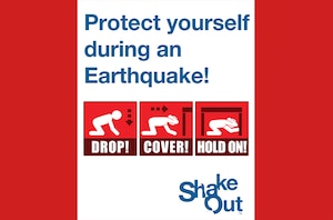 Earthquake drill theme graphic