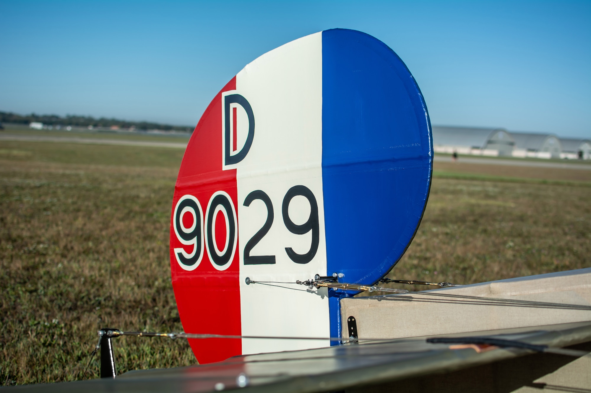 View of aircraft tail section.