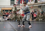 Participants compete in the 2019 Ohio Army National Guard Combatives Tournament Sept. 14, 2019, at the Maj. Gen. Robert S. Beightler Armory in Columbus, Ohio. More than 65 Ohio Guard members competed in the double-elimination tournament, in its sixth year.