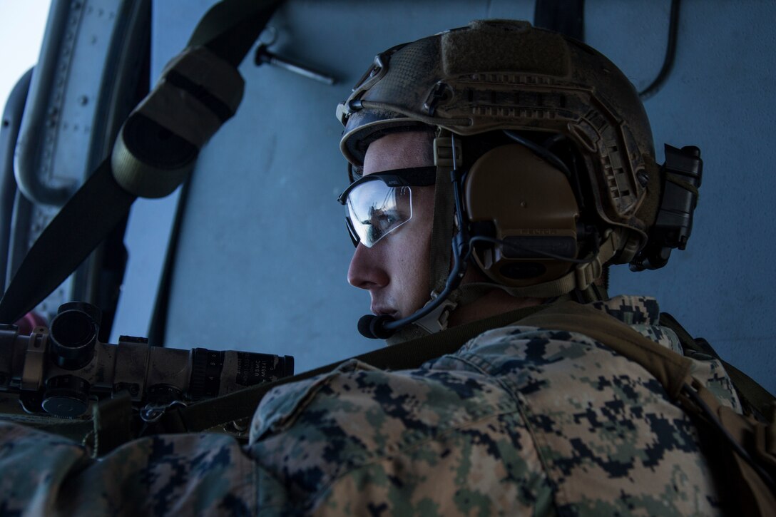 U.S. Marines with 26th Marine Expeditionary Unit (MEU) conduct a Visit, Board, Search and Seizure mission during Composite Training Unit Exercise in the Atlantic Ocean Oct. 17, 2019. Bataan is underway conducting a COMPTUEX with the Bataan Amphibious Ready Group and 26th MEU.