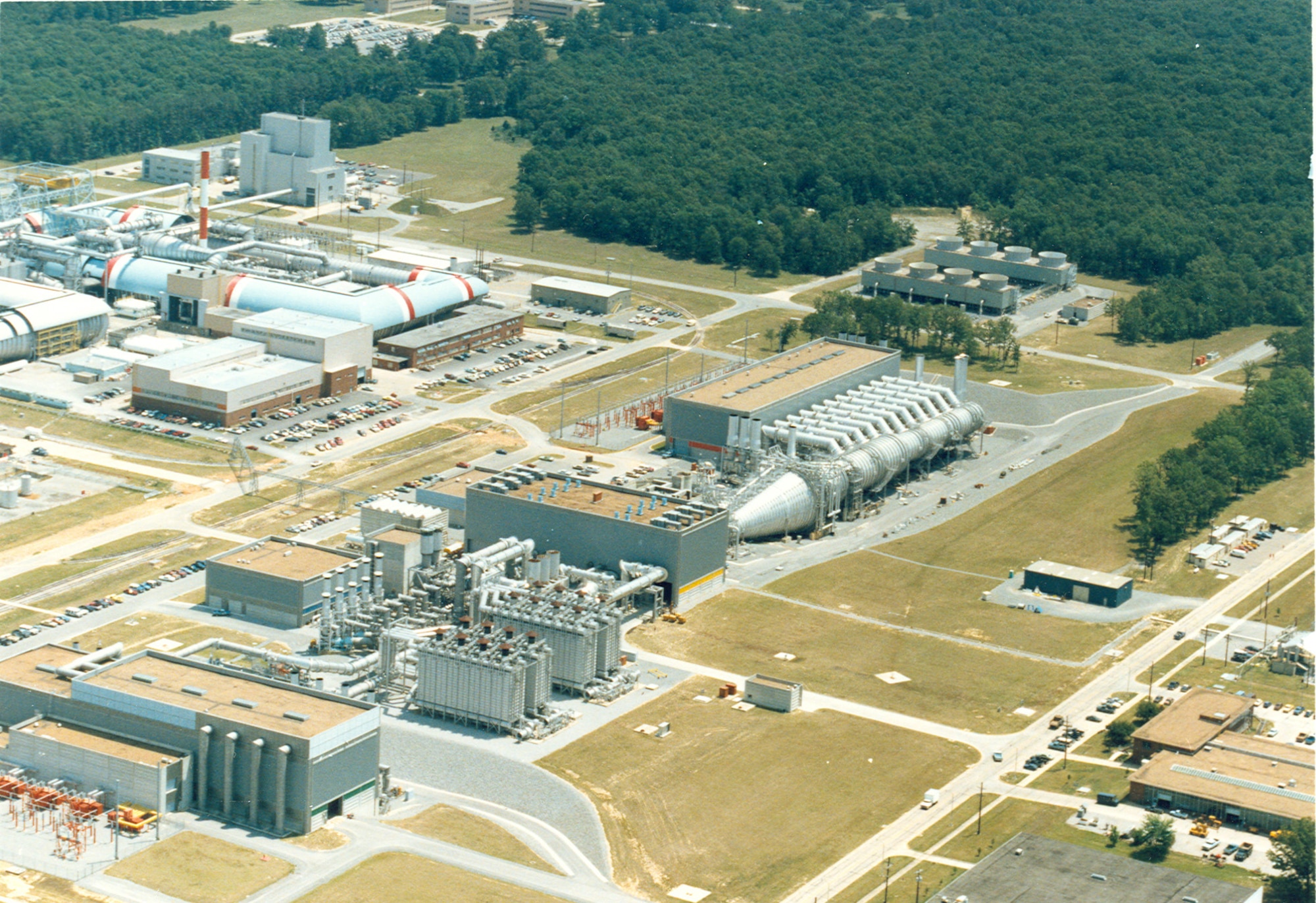 An aerial view shows a portion of Arnold Air Force Base, headquarters of the Arnold Engineering Development Center, during the 1980s. It was 70 years ago this month that President Harry Truman signed into law the bills that allowed for the establishment of AEDC. (U.S. Air Force photo)