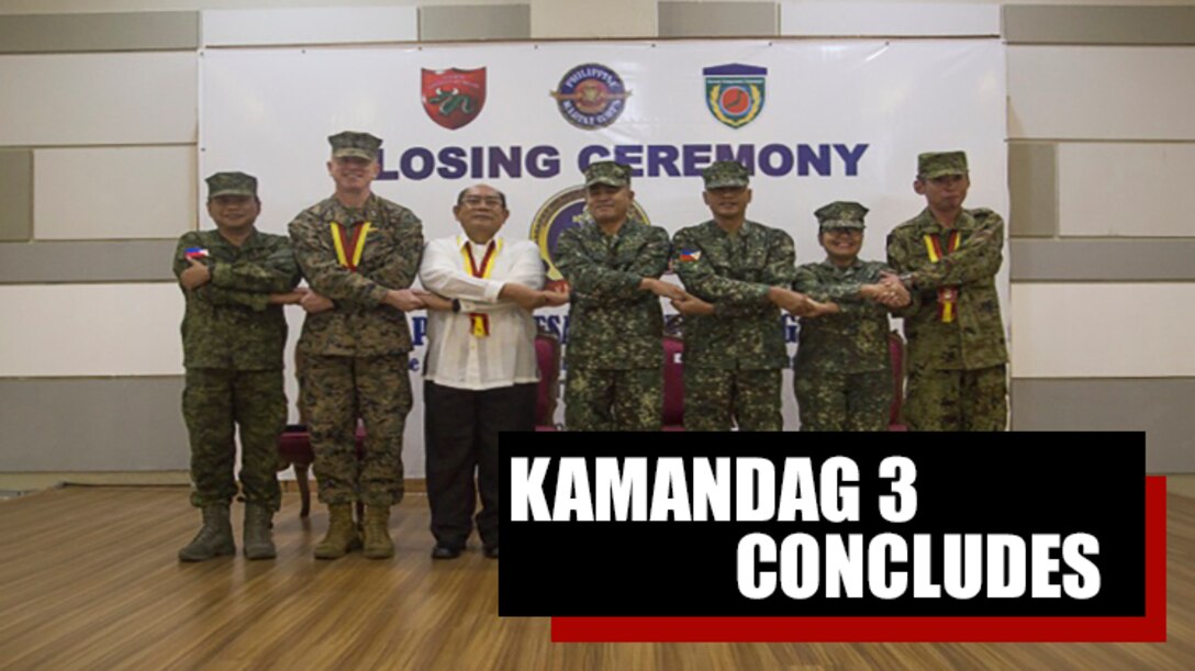 MANILA, Philippines – The Philippines, Japan and the United States conducted the closing ceremony of exercise KAMANDAG 3 at Marine Barracks Rudiardo Brown, Taguig, Manila, Philippines, Oct. 18, 2019.