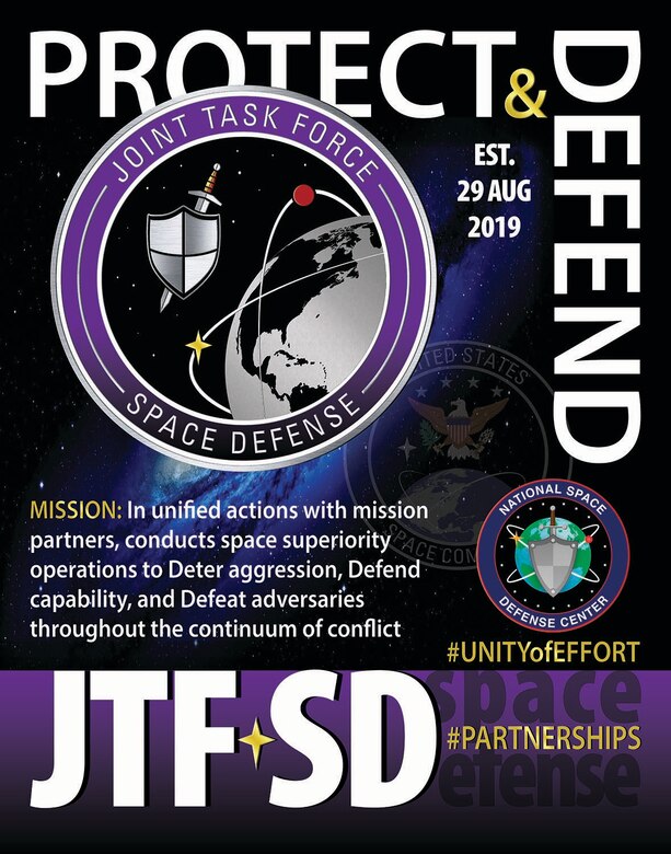 Joint Task Force Space Defense will execute its protect and defend mission through its operations center, the National Space Defense Center, space situational awareness units and emerging space defense units.