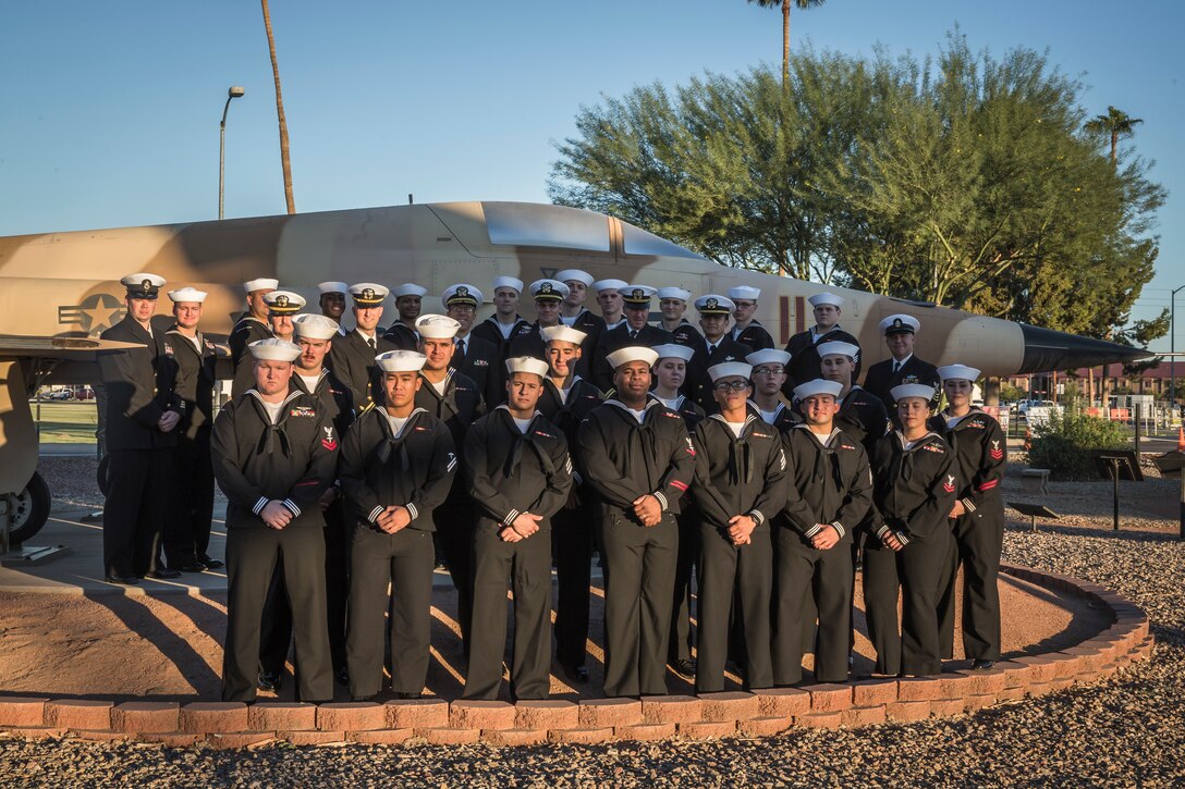 U.S. Navy Sailors assigned to the Branch Medical and Dental Clinic on Marine Corps Air Station (MCAS) Yuma conduct a uniform inspection at the medical clinic on MCAS Yuma, Ariz., Oct. 21, 2019. The purpose of the inspection was to check the Sailors' military appearance in uniform and attention to detail. (U.S. Marine Corps photo by Sgt. Isaac D. Martinez)