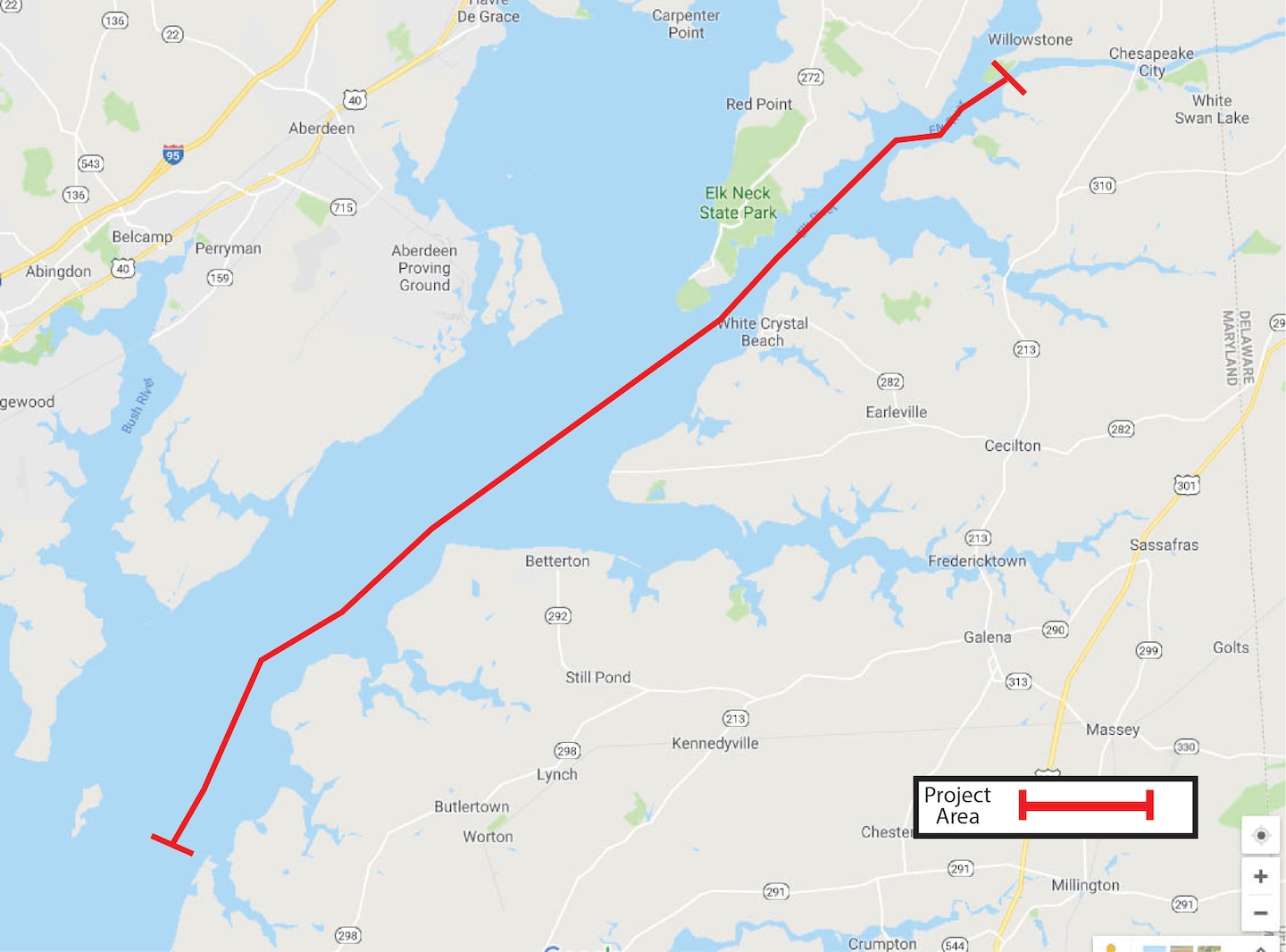 Map shows the extent of C&D Canal maintenance dredging