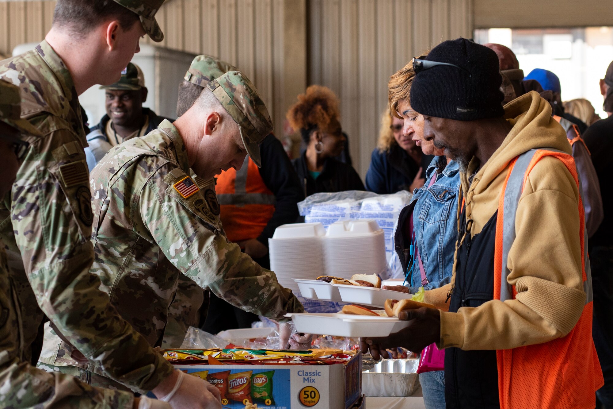 20th Contracting Squadron members serve lunch to AbilityOne employees at the 20th Annual AbilityOne picnic at Shaw Air Force Base (AFB), South Carolina, October 18, 2019.