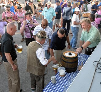 Thirsty attendees line up for a beverage at the JBSA-Fort Sam Houston Oktoberfest celebration going Oct. 19.
