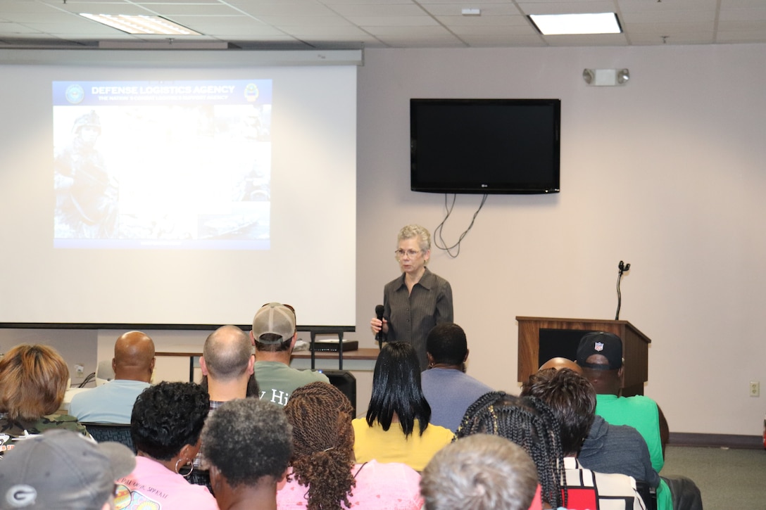 Distribution Deputy Commander hosts town hall, tours facilities and recognizes retiring director at DLA Distribution Albany, Georgia