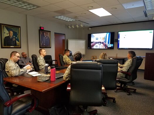 AU's SOS students in the AU Research Elective briefed Mr. Joseph McDade Jr, the SES Assistant Deputy Chief of Staff in HAF/A8, on their work regarding the threat of Generative Adversarial Networks and Deepfakes