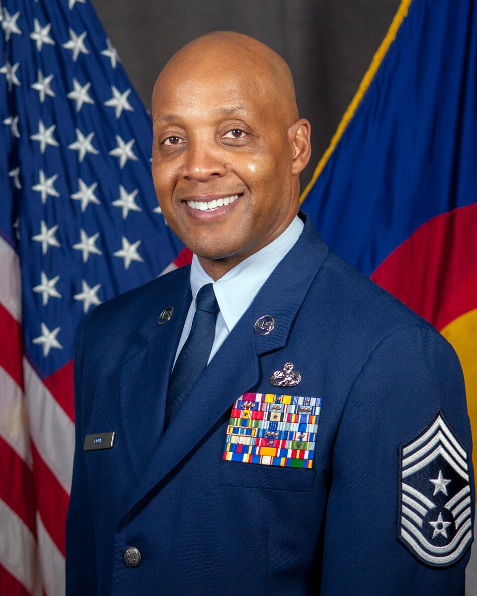 Official photo of Command Chief Master Sgt. Anthony T. Cook, the State Command Chief for the Colorado Air National Guard.