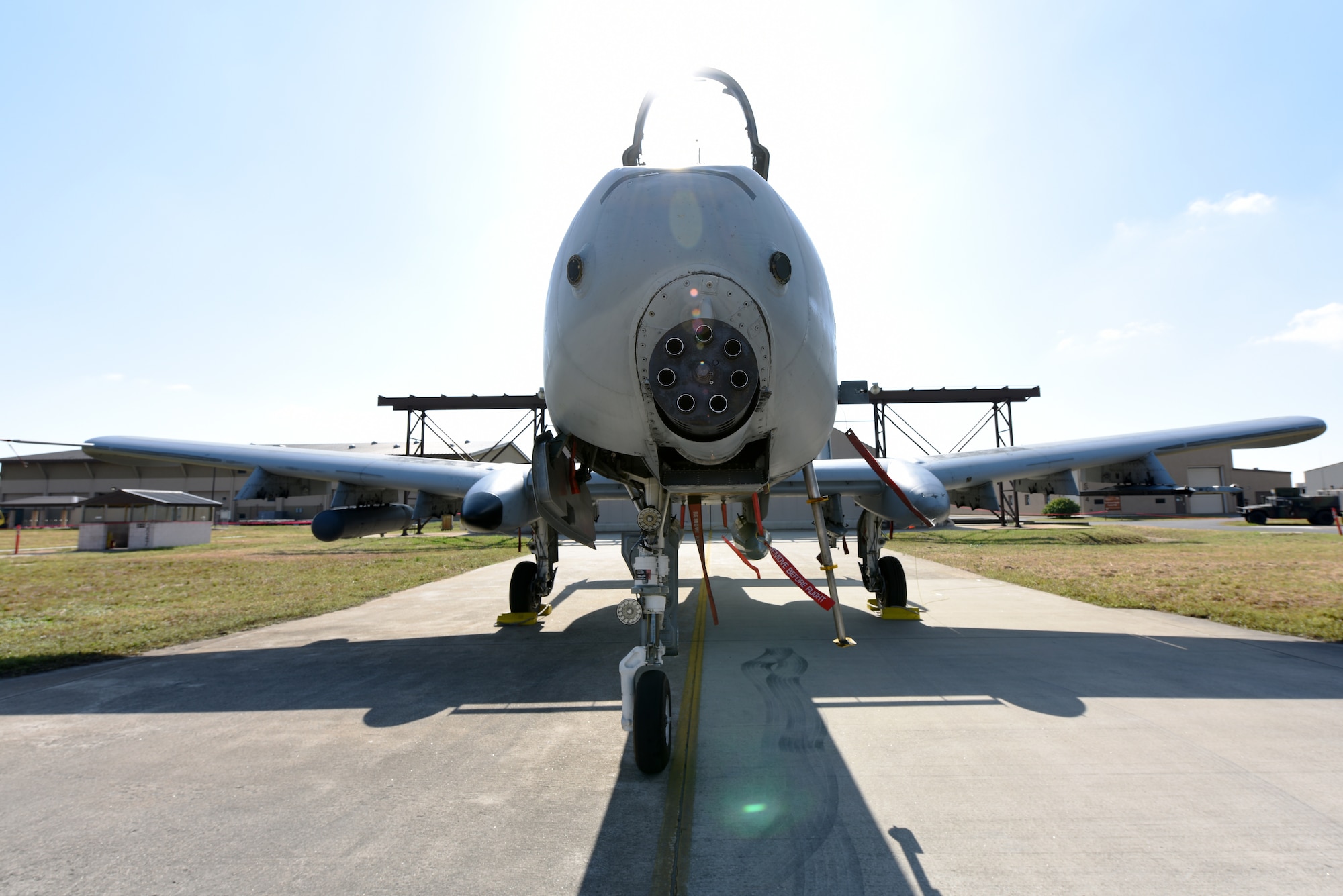 A U.S. Air Force A-10 Thunderbolt II aircraft from Osan Air Base, Republic of Korea, is ready to be loaded before the 2019 Penn Fest competition at Kunsan Air Base, ROK, Oct. 19, 2019. The 25th Aircraft Maintenance Unit won the competition when they loaded their aircraft quicker than other teams. (U.S. Air Force photo by Staff Sgt. Joshua Edwards)