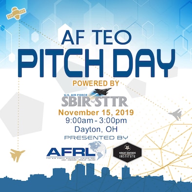 The Air Force Research Laboratory and the Wright Brother’s Institute will host the inaugural Air Force Technology Executive Officer Pitch Day Nov. 15 at the Steam Plant and the Wright Brother’s Institute in Dayton from 9 a.m. to 3 p.m. with a business networking social to follow. (Courtesy graphic)