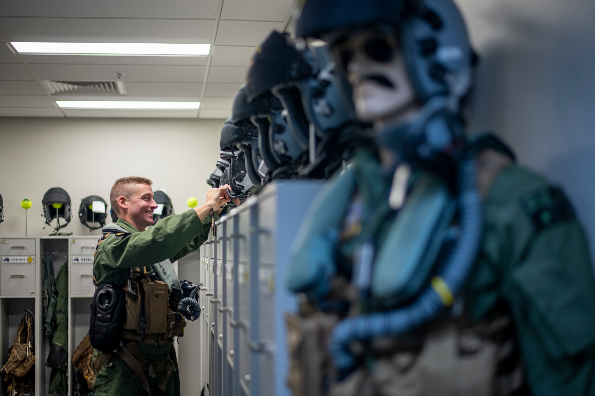 U.S. Air Force Maj. Thomas Larner, Royal Australian Air Force No. 1 Squadron F/A-18F Super Hornet weapon systems officer, is serving as an exchange officer at RAAF Base Amberley, Australia, as part of the U.S. Air Force military personnel exchange program. The exchange program is a special duty assignment that allows Airmen to integrate into military units of foreign allies with the intent of building, sustaining and expanding international relationships. (U.S. Navy photo by Mass Communication Specialist 2nd Class Jeanette Mullinax)