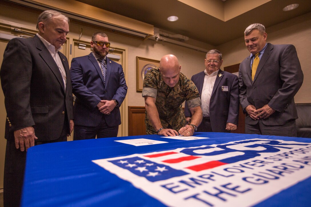 Lt. Gen. David G. Bellon signs ESGR Statement of Support