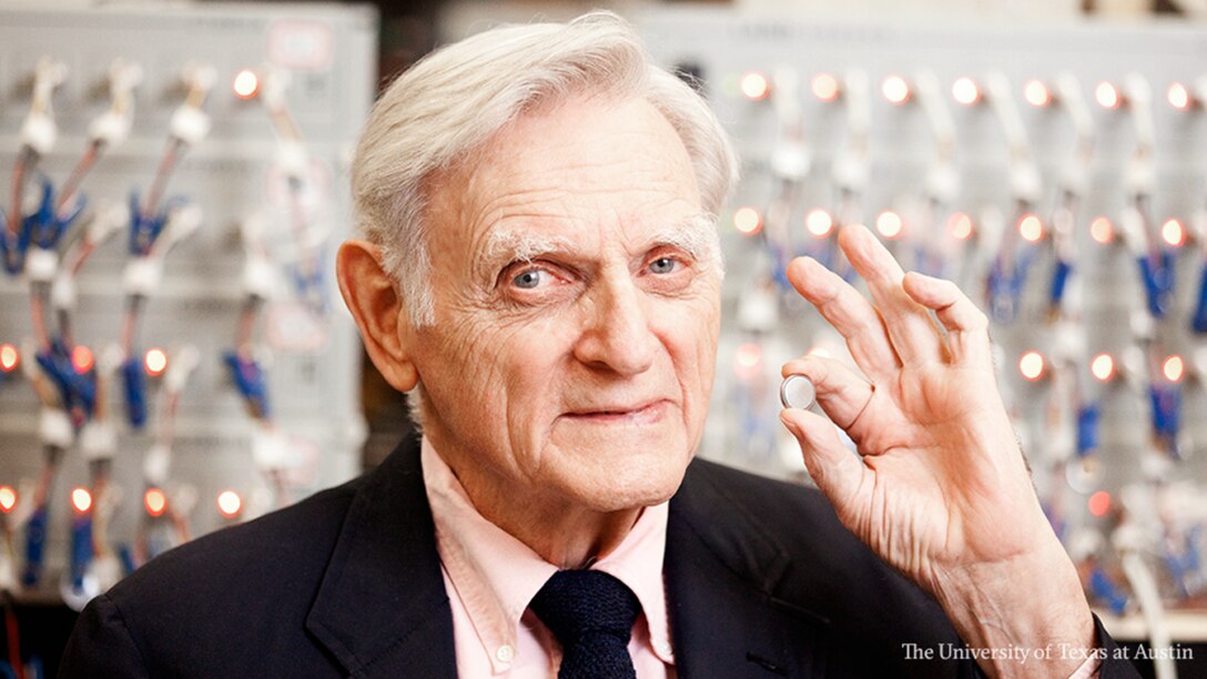 John B. Goodenough, professor in the Cockrell School of Engineering at The University of Texas at Austin, has been awarded the 2019 Nobel Prize in chemistry – jointly with Stanley Whittingham of the State University of New York at Binghamton and Akira Yoshino of Meijo University – “for the development of lithium-ion batteries.” (Courtesy photo/University of Texas at Austin)
