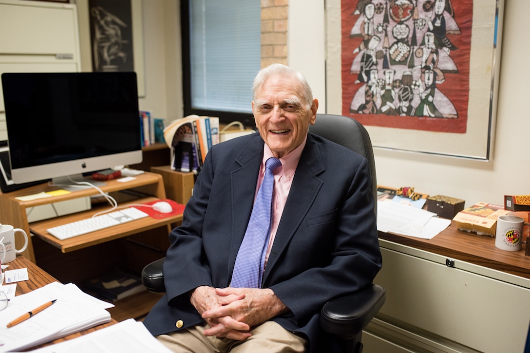 John Goodenough, who won the Nobel Prize in chemistry Oct. 9, 2019, sits at his desk at the University of Texas at Austin. (Courtesy photo/University of Texas at Austin)
