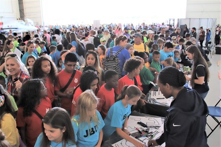 IMAGE: VIRGINIA BEACH, Va. (Sept. 20, 2019) – More than 7,000 fifth-graders from Chesapeake and Virginia Beach elementary schools participated in Naval Air Station Oceana’s fourth annual Science, Technology, Engineering and Mathematics (STEM) Lab, breaking the Guinness World Record for the largest field trip on record. More than 30 scientists and engineers from Naval Surface Warfare Center Dahlgren Division (NSWCDD) Dam Neck Activity and NSWCDD volunteered their time and talents to educate the students through hands-on STEM displays.