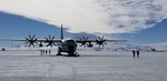An LC-130 "Skibird" assigned to the New York Air National Guard's 109th Airlift Wing between missions at McMurdo Station, Antarctica, the National Science Foundation research center in Antarctica on Dec. 2, 2018. The 109th Airlift Wing flies the largest ski-equipped aircraft in the world, which can land on snow and ice.