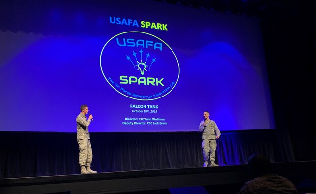 The U.S. Air Force Academy hosts its first Falcon Tank to encourage cadet innovation, Oct. 18. Cadet 2nd Class Bailey Hopkins won first place for COVIS, an idea to incorporate existing technology to correct colorblindness into pilot visors.