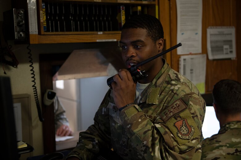 U.S. Air Force Staff Sgt. Everald Marsh, 18th Logistics Readiness Squadron fuels controller, coordinates fuel distribution from the fuels service center at Kadena Air Base, Japan, Sept. 18, 2019. The 18th LRS petroleum, oil and lubricants flight supports all home station and transient aircraft, managing 1.3M gallons of fuel annually for 320 organizations. (U.S. Air Force photo by Tech. Sgt. Matthew B. Fredericks)