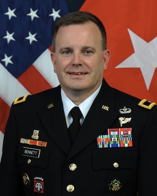 Brig. Gen. Mark S. Bennett poses for an official photo. Bennet will take command of the U.S. Army Financial Management Command in Indianapolis Oct. 25, 2019.