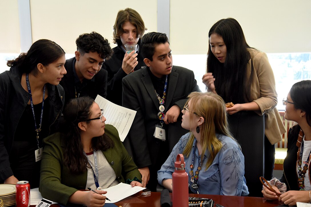 Students from the Chief Science Officers Program participate in a social media exercise at Defense Intelligence Agency Headquarters, Oct. 9. CSOs are leaders in their communities and ambassadors for science, technology, engineering and mathematics.