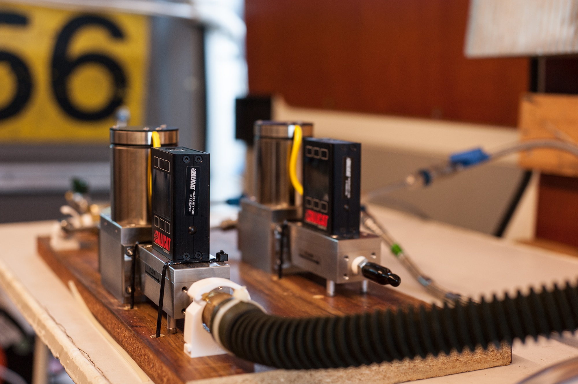 A pilot breathing air measurement system gathers samples in the Netherlands during an acoustics and air quality testing session, led by experts in the Air Force Research Laboratory’s 711th Human Performance Wing in an international effort to provide an official report to our international customer for its hardened aircraft shelter certifications. (Photo courtesy of Royal Netherlands Air Force)