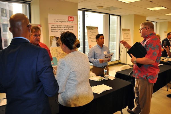 Business representatives share their capabilities with U.S. Army Corps of Engineers Los Angeles District program managers and discuss potential opportunities for doing business with the Corps at the annual Business Opportunities Open House Oct. 9 in the District's downtown LA headquarters.