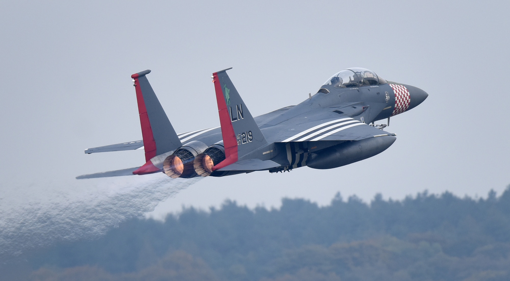 An F-15E Strike Eagle takes off