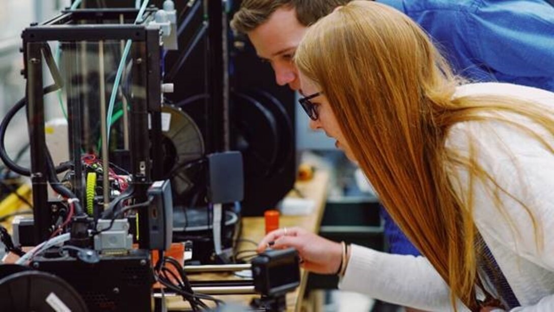 AFRL Scholars taking part in a demonstration of the Agile Manufacturing Lab during the 2019 summer scholars program.