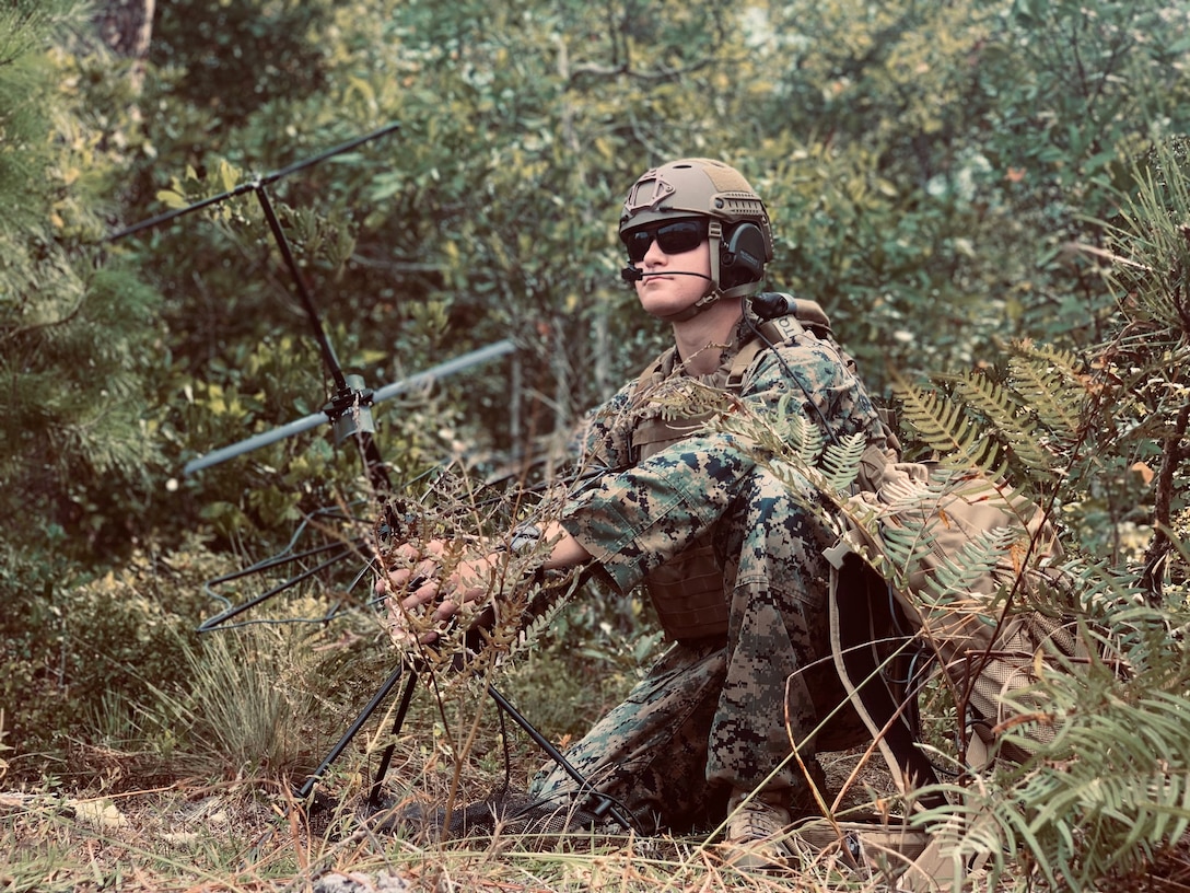 Lance Cpl. Stephen Pushkin, a field radio operator with 2nd Air Naval Gunfire Liaison Company, II Marine Expeditionary Force Information Group, poses for a photo during a field training exercise at Camp Lejeune, N.C., Oct. 15, 2019. "Leaders are not born; they're made," said Pushkin, a Columbus, Ohio native.
According to his leadership, Pushkin is a qualified mountain communications and cold-weather operations training Marine who constantly strives to emulate what is expected of a true leader. He is also fluent in Russian. (U.S. Marine Corps photo by Sgt. Dillon Blake Elrod)
