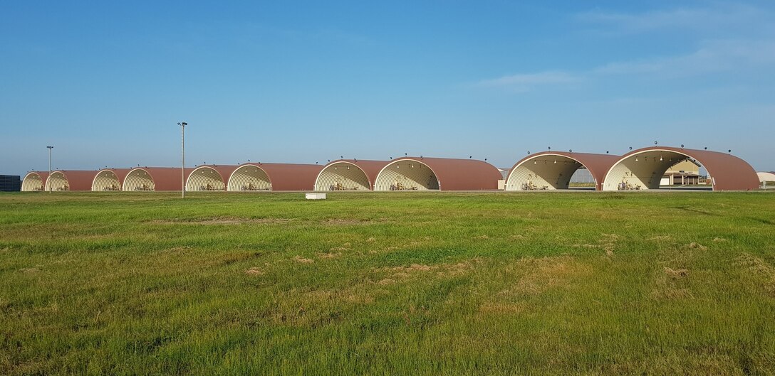 A look at the ten hardened aircraft flow-thru shelters for aircraft refueling at Kunsan Air