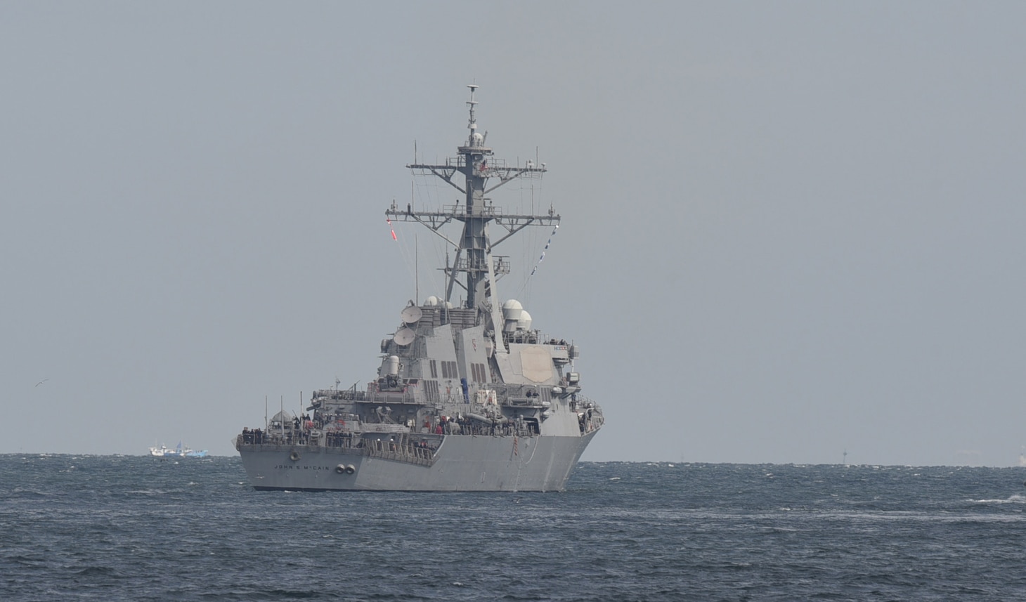 The Arleigh Burke class guided-missile destroyer USS John S. McCain (DDG 56) departs Fleet Activities Yokosuka to conduct comprehensive at-sea testing. This is the first underway for John S. McCain since its collision in 2017. John S. McCain is assigned to Destroyer Squadron (DESRON) 15 and forward-deployed to Yokosuka, Japan.