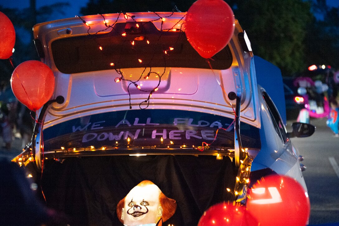 A decorated trunk sits open for Trunk or Treat Oct. 25, 2019, at Moody Air Force Base, Ga. Participants, dressed in costumes, received candy from volunteers, who decorated their trunks. (U.S. Air Force photo by Airman 1st Class Jasmine M. Barnes)