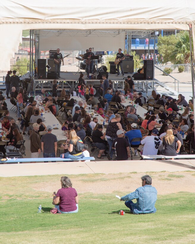 Members of the classic rock band Red Rabbit entertain attendees of the Production Plant Barstow Employee Recognition Day celebration held at the Robert A. Sessions Memorial Sportspark, Barstow, California, Oct. 12.
