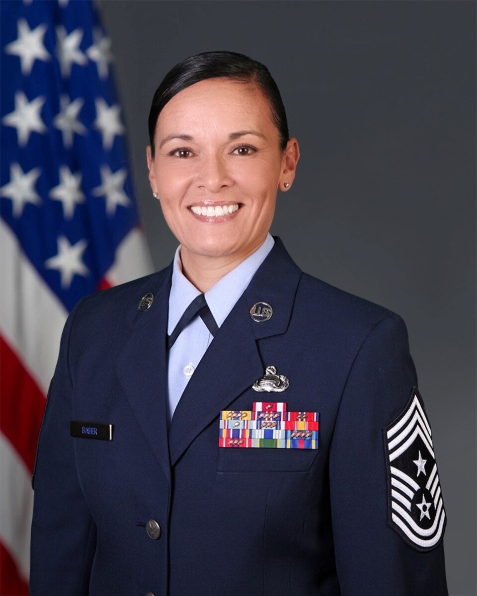 Chief Master Sergeant Billie M. Baber is the Command Chief Master Sergeant, Headquarters Air Reserve Personnel Center, Buckley Air Force Base, Colorado.  She represents the highest level of enlisted leadership in the center which involves advising the commander on the matters influencing the health, morale, welfare, and effective utilization of more than 400 active duty, guardsmen, civilian employees, officer and enlisted reserve members both on site and at various operating locations across the nation.