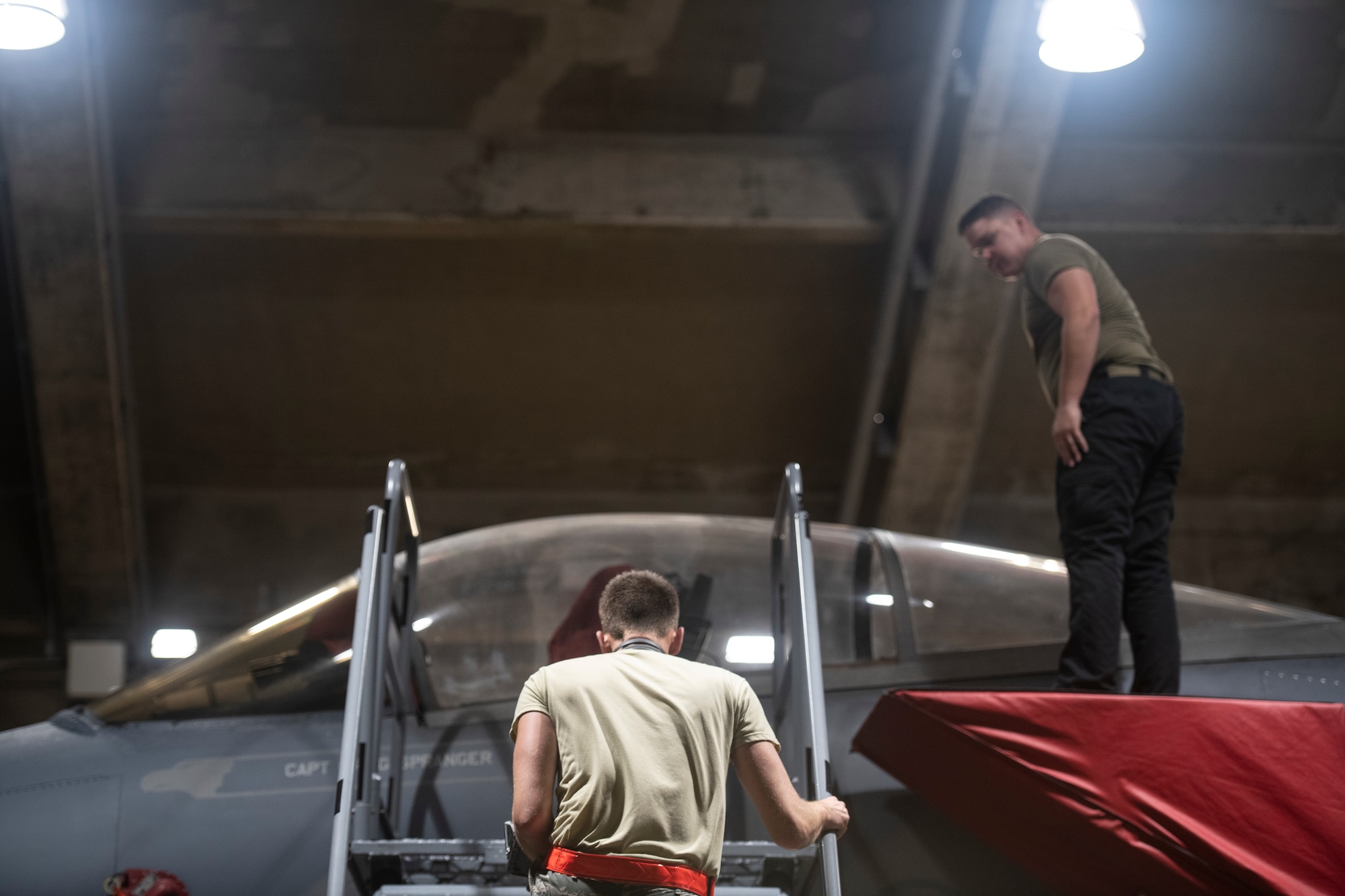 During the routine inspection, the technicians check every component of the egress system for wear or damage, and any expired time-changeable parts are swapped out.