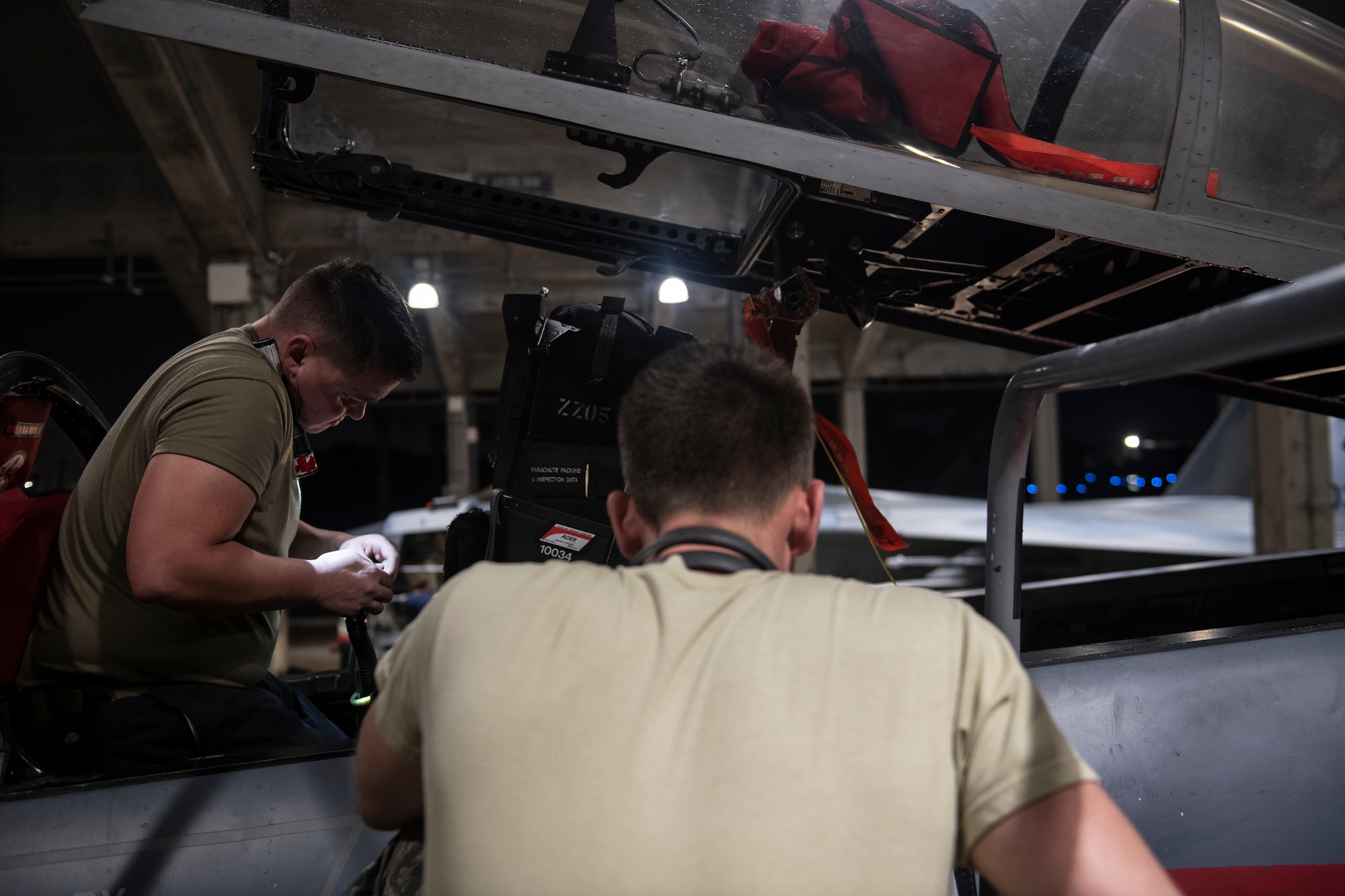 During the routine inspection, the technicians check every component of the egress system for wear or damage, and any expired time-changeable parts are swapped out.