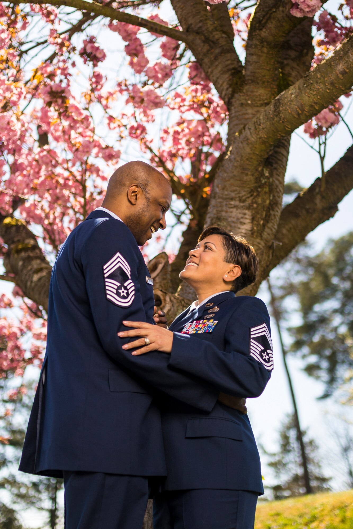 Retired U.S. Air Force Chief Master Sgt. Robinson Joseph, former U.S. Air Forces in Europe – Air Forces Africa Chief Enlisted Manager for the Air Force Installation Contracting Center, and his wife, retired Chief Master Sgt. Leenette Joseph, former USAFE Equal Opportunity functional manager, spent 14 years as a military-to-military couple before retiring together.
