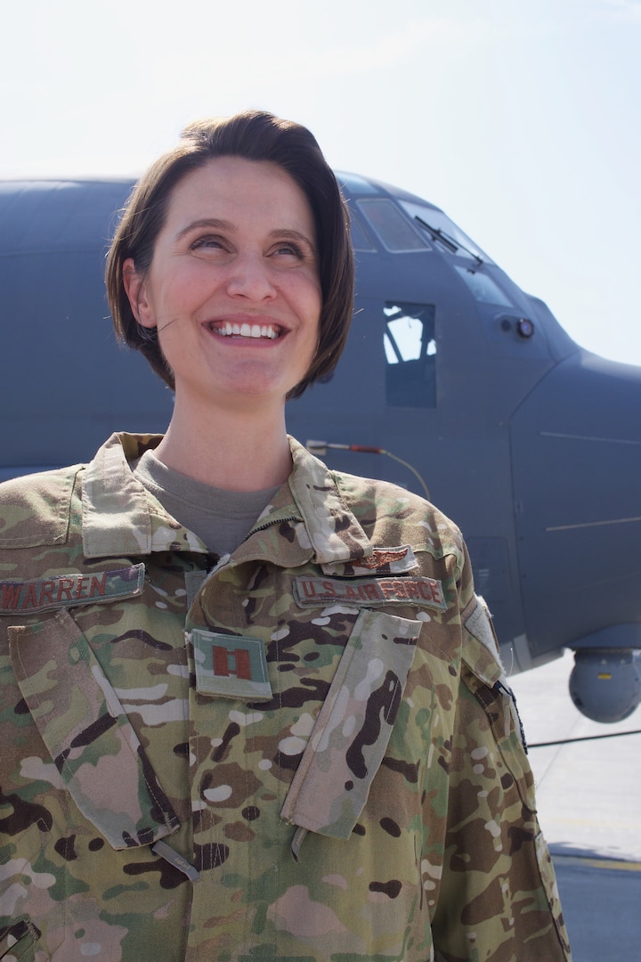 Alaska Air National Guard Capt. Sara Warren, an HC-130J Combat King II combat systems officer with the 211th Rescue Squadron, was responsible for calculating the data to jump pararescuemen to rescue the victim of a bear mauling near Galena June 10, 2019.