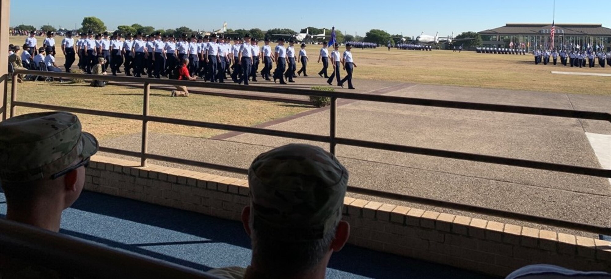 433rd TRS Blue Rope of the Year winner, Master Sgt. Mike Hernandez, led the MTI Mass to honor MTIs, past and present during the Oct. 18 BMT graduation at Joint Base San Antonio-Lackland, Texas. 433rd Training Squadron Reserve MTIs partner with RegAF MTIs to produce 41K new Air and Space warriors annually. (U.S. Air Force photo by Lt. Col. Chris Victoria)