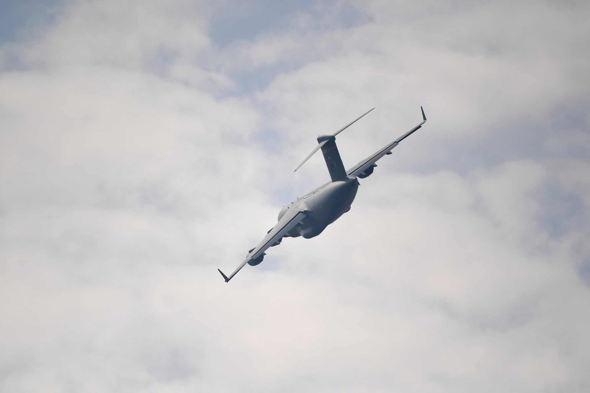 A C-17 Globemaster III assigned to the Pacific Air Forces C-17 Demonstration Team at Joint Base Pearl Harbor-Hickam, Hawaii, performs during the Seoul International Aerospace and Defense Exhibition 2019 at the Seoul Airport, Republic of Korea, October 17, 2019.
